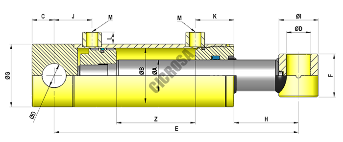 Cilindro hidraulico de doble efecto 703-350 carrera 350mm CICROSA -  Ferretería Campollano